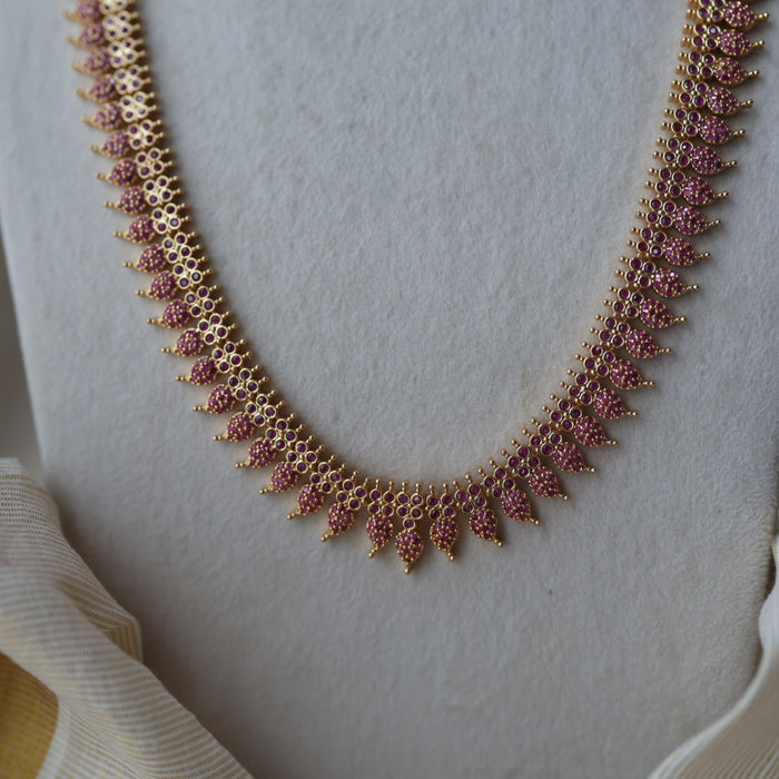 Heritage gold plated ruby stone mango long necklace HL1902