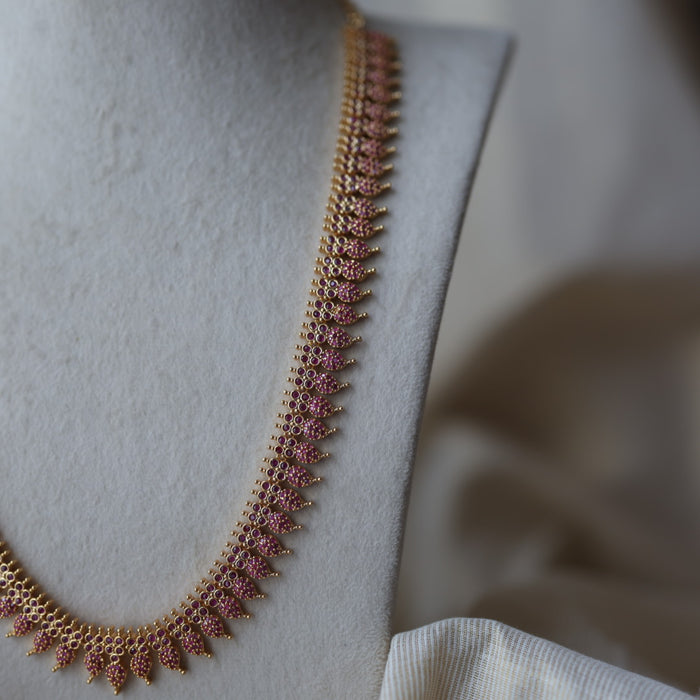 Heritage gold plated ruby stone mango long necklace HL1902