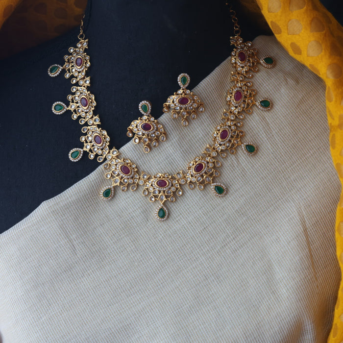 Antique short necklace and earrings SS11024
