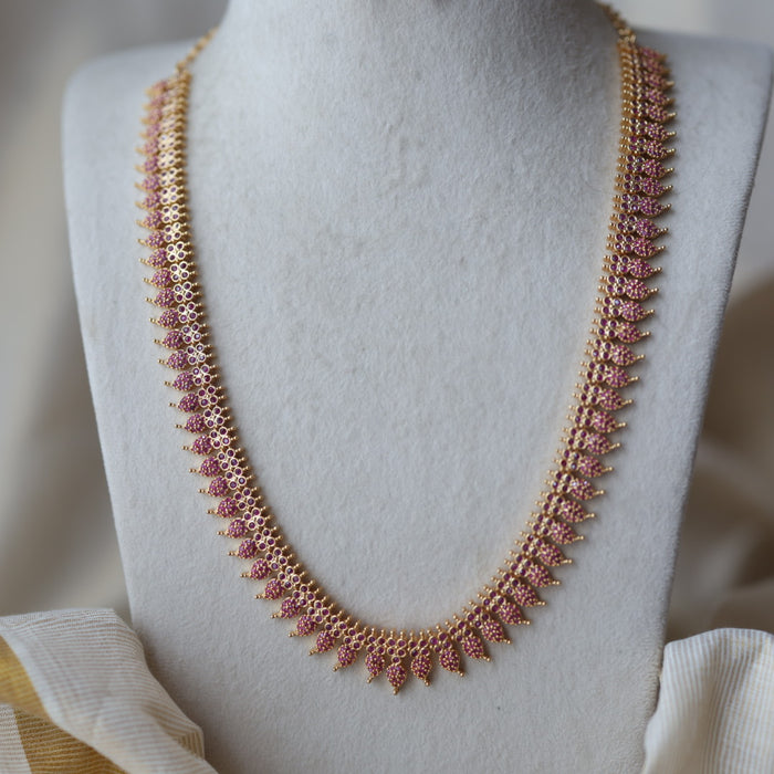 Heritage gold plated ruby stone mango long necklace HL1902