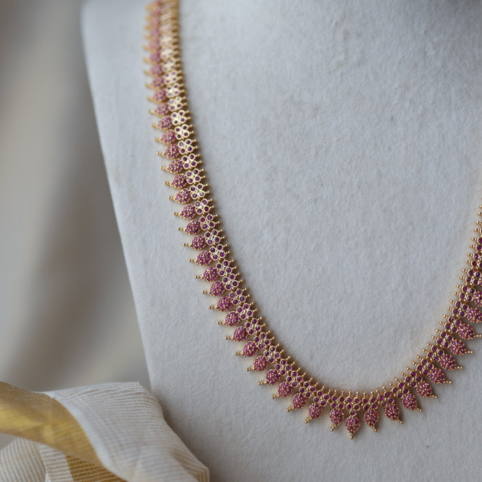 Heritage gold plated ruby stone mango long necklace HL1902
