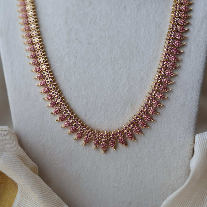 Heritage gold plated ruby stone mango long necklace HL1902