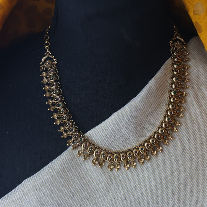 Antique gold short necklace with earrings SS11035