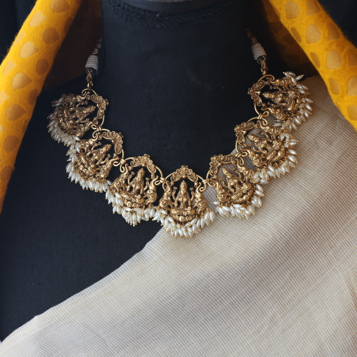 Antique gold long necklace with earrings SS11015