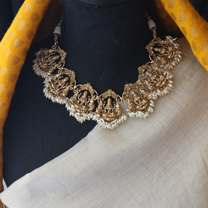 Antique gold long necklace with earrings SS11015