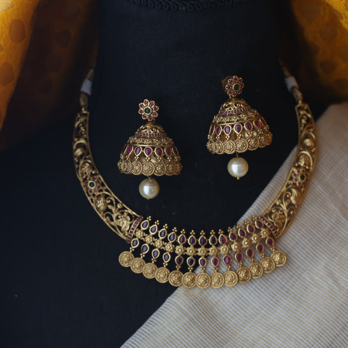Antique short necklace and earrings SS11006