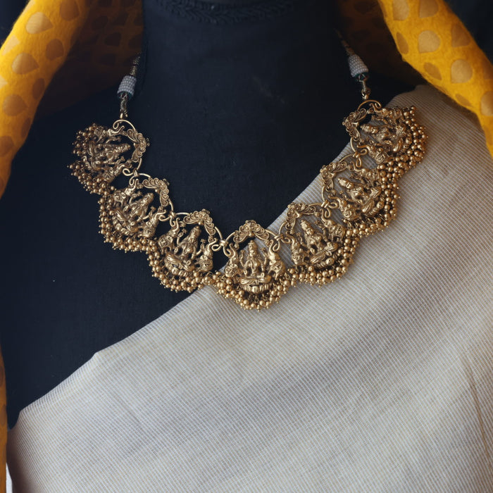 Antique temple gold short necklace and earring SS11001