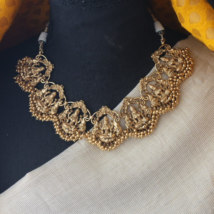 Antique temple gold short necklace and earring SS11001