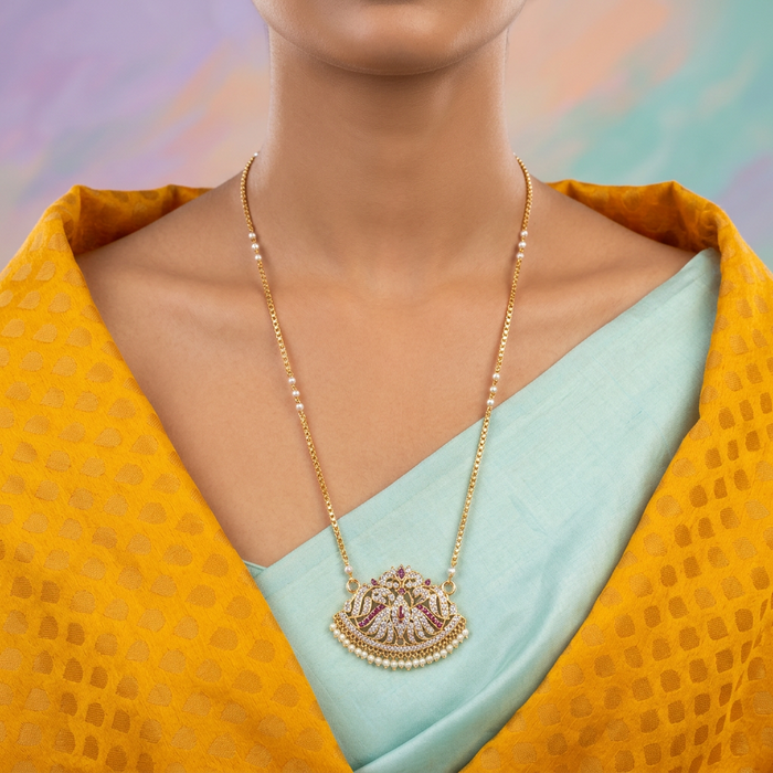 Heritage gold plated padakam necklace with earrings HP695