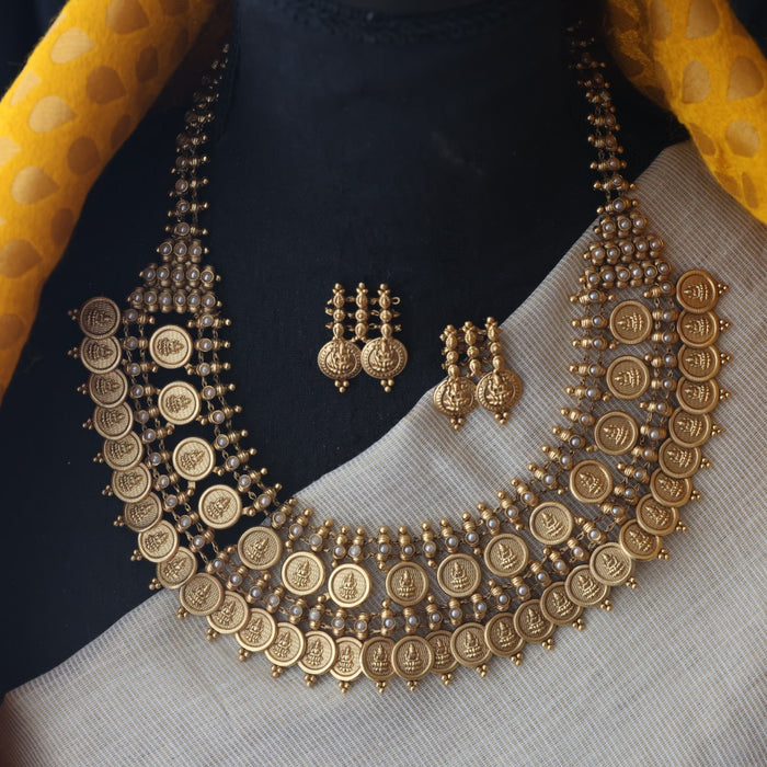 Antique pearl coin short necklace and earrings SS11020