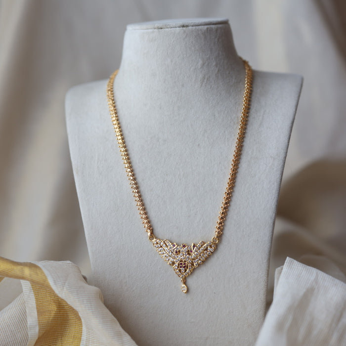 Heritage gold plated white stone padakam short necklace HP927