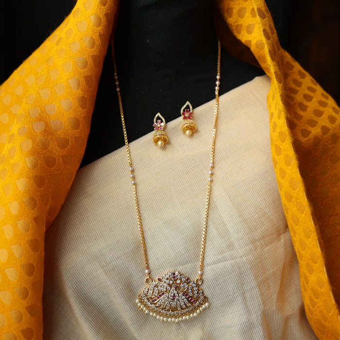 Heritage gold plated padakam necklace with earrings HP695