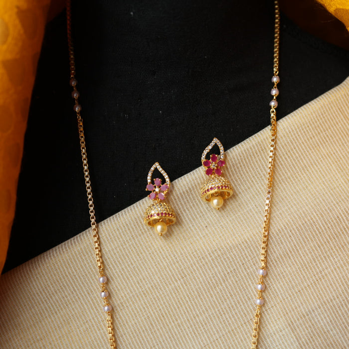 Heritage gold plated padakam necklace with earrings HP695
