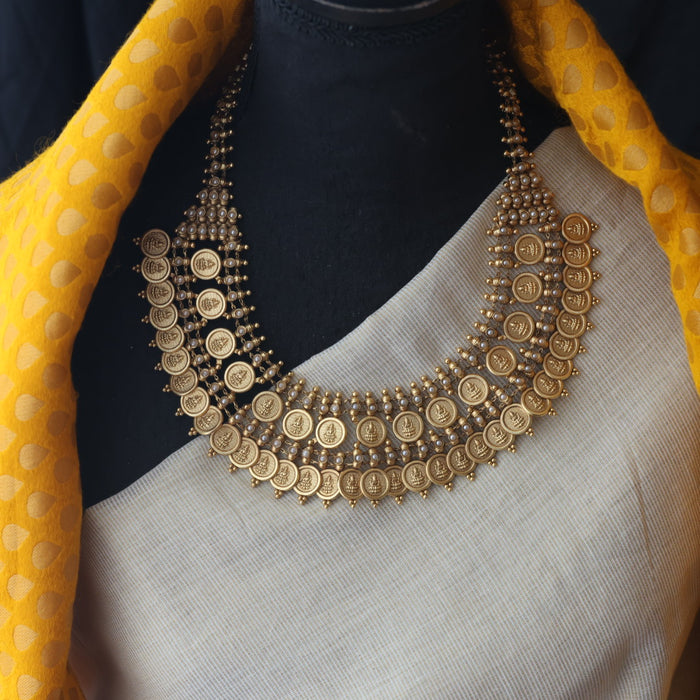 Antique pearl coin short necklace and earrings SS11020