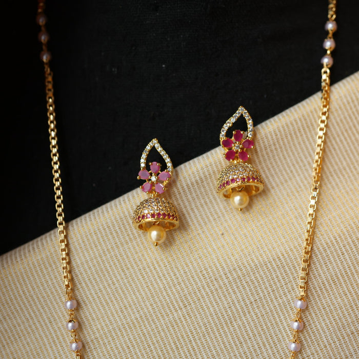 Heritage gold plated padakam necklace with earrings HP695