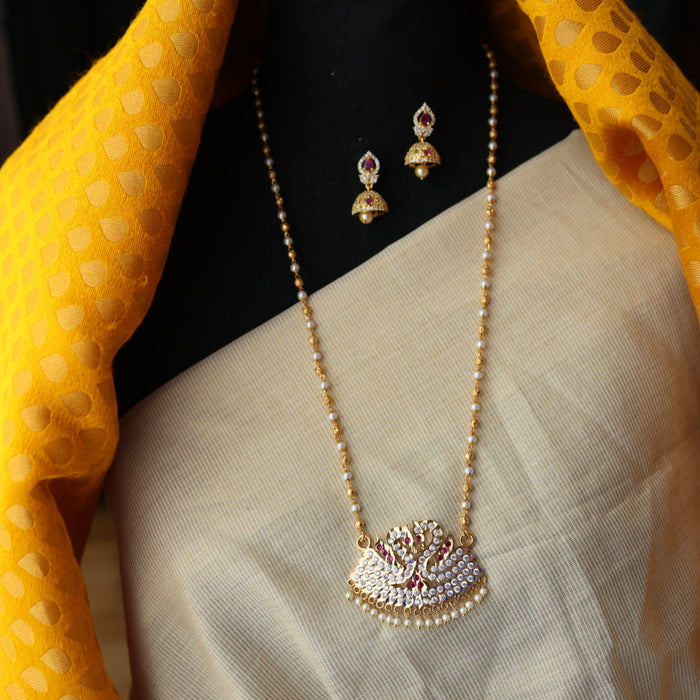 Heritage gold plated padakam necklace with earrings HP698