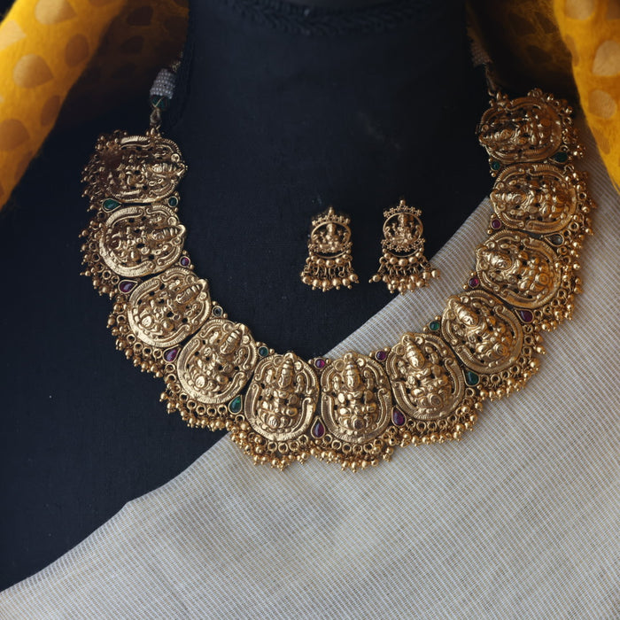 Clearance antique temple gold short necklace and earring SS11002
