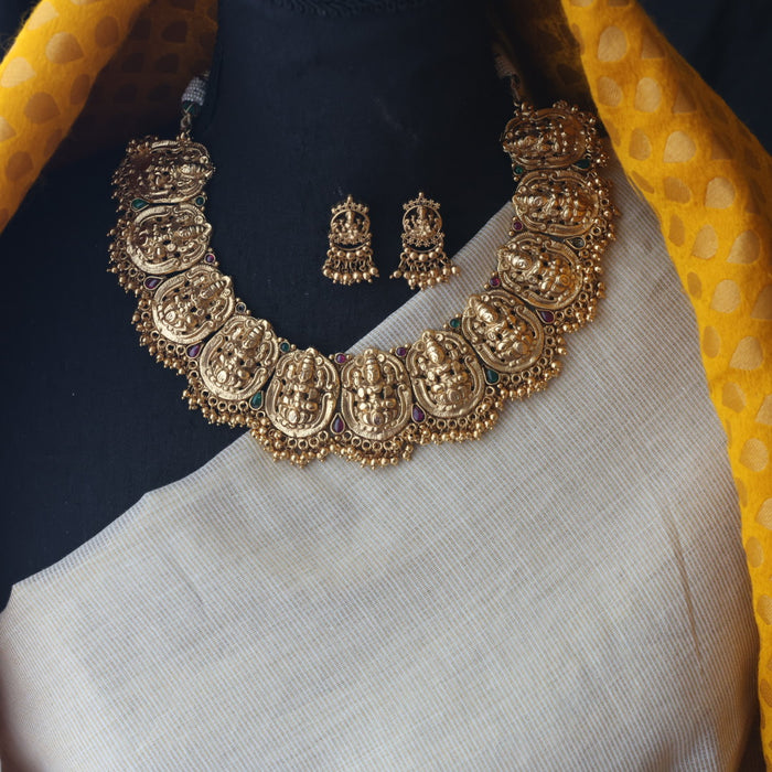 Clearance antique temple gold short necklace and earring SS11002