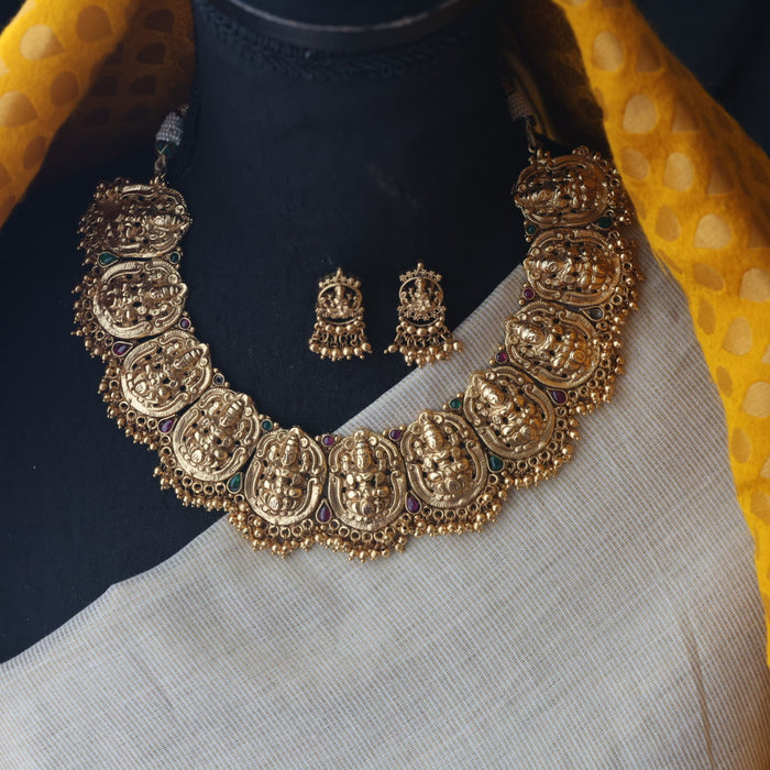 Clearance antique temple gold short necklace and earring SS11002