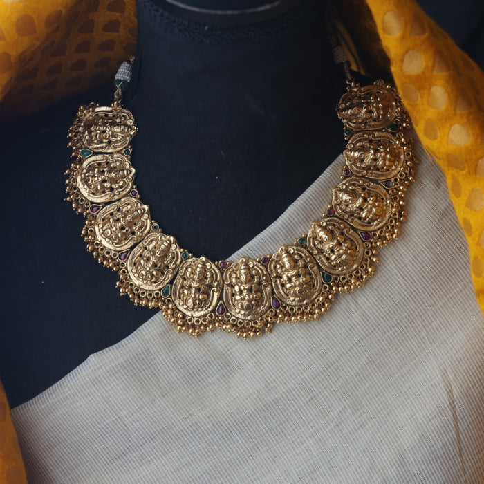 Clearance antique temple gold short necklace and earring SS11002