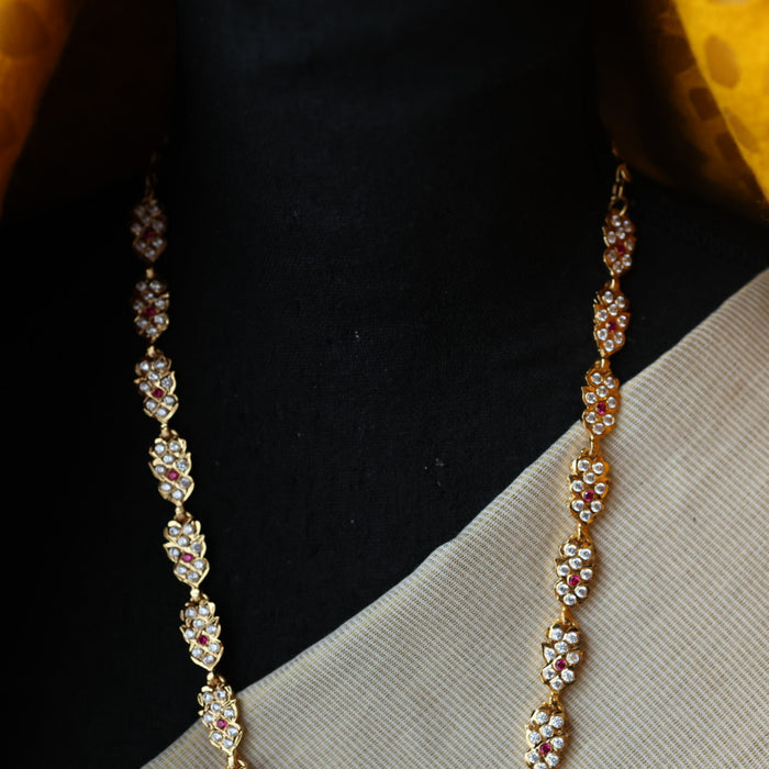 Heritage gold plated ruby white stone short padakam necklace HP353