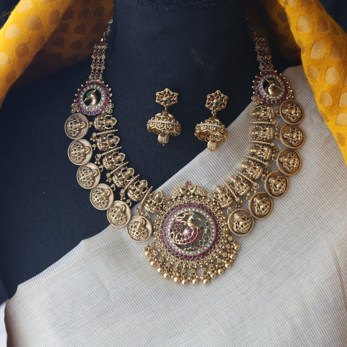 Antique temple short necklace with earrings SS11057