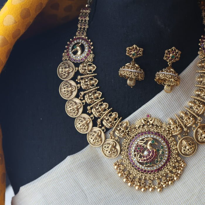 Antique temple short necklace with earrings SS11057