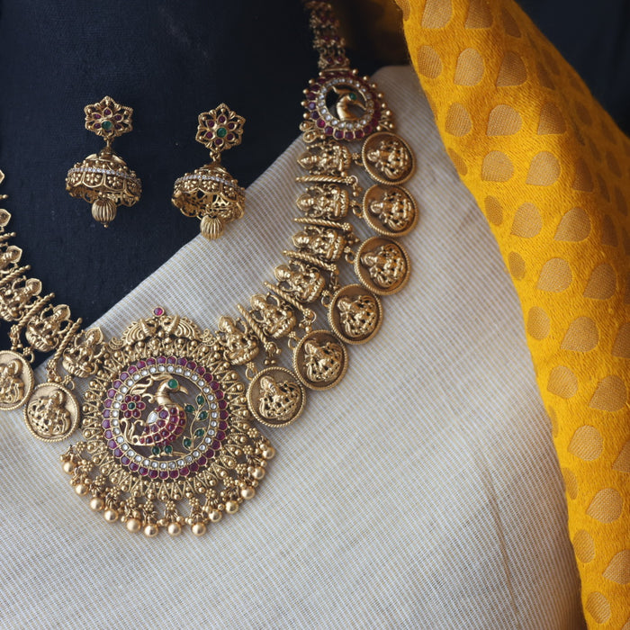 Antique temple short necklace with earrings SS11057