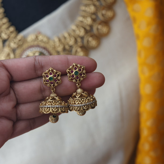Antique temple short necklace with earrings SS11057