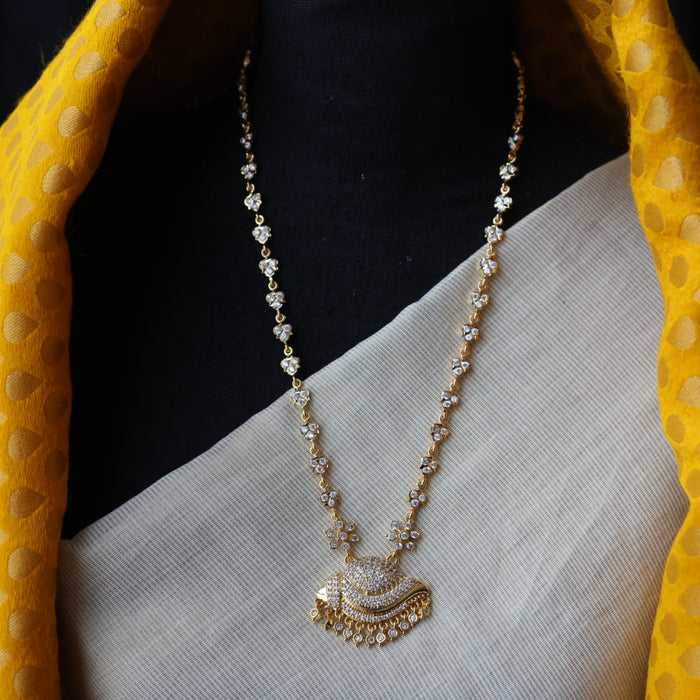 Heritage gold plated white stone short padakam necklace HP3221