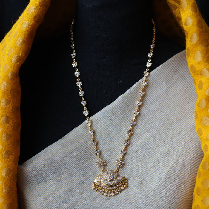 Heritage gold plated white stone short padakam necklace HP3221