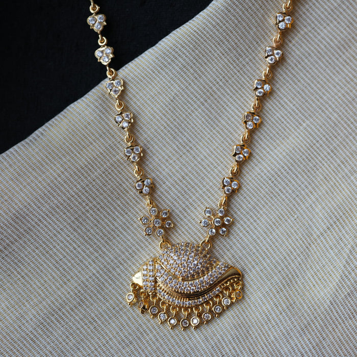 Heritage gold plated white stone short padakam necklace HP3221