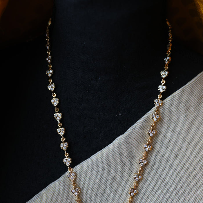 Heritage gold plated white stone short padakam necklace HP3221