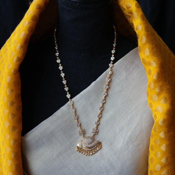 Heritage gold plated white stone short padakam necklace HP3221