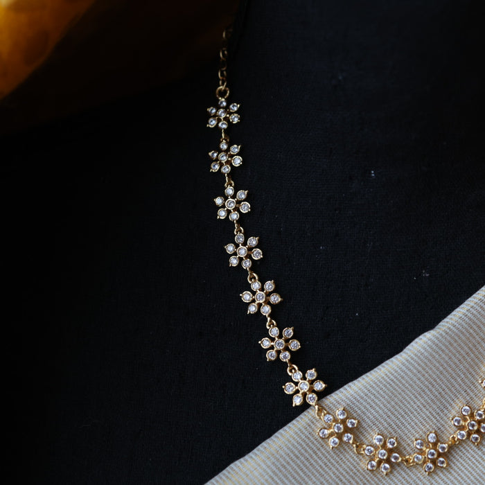 Heritage gold plated white choker short necklace H001