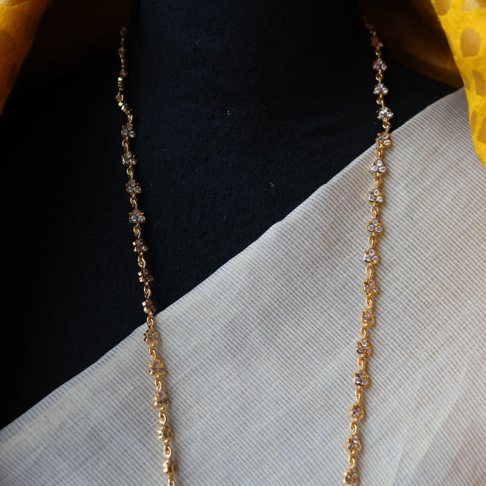 Heritage gold plated white stone long padakam necklace HP3678
