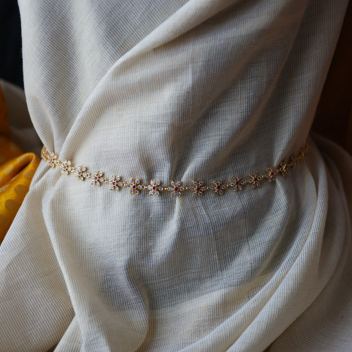 Heritage gold plated ruby white stone waistchain HW10042