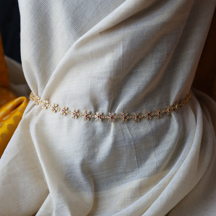 Heritage gold plated ruby white stone waistchain HW10042