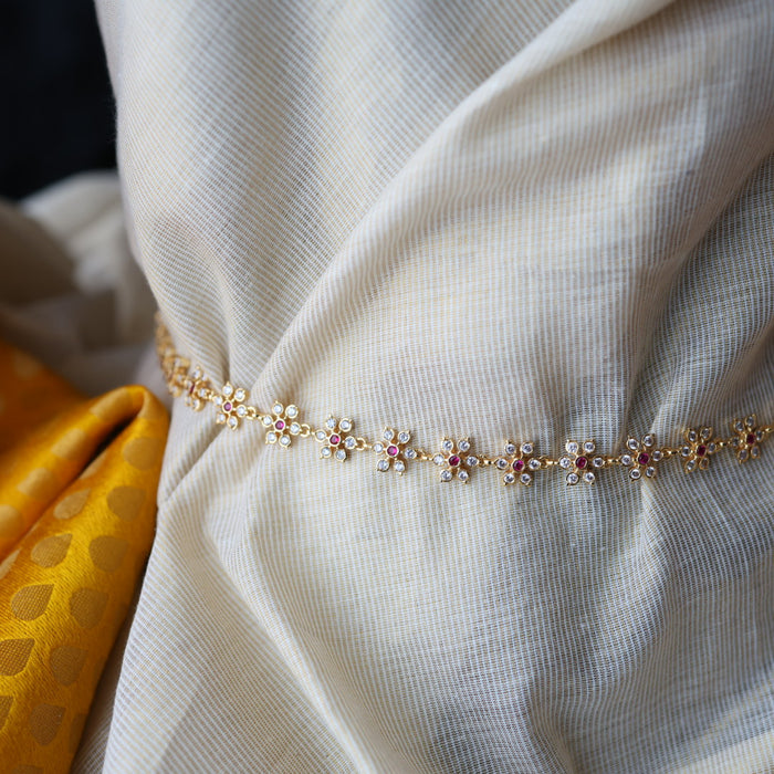 Heritage gold plated ruby white stone waistchain HW10042