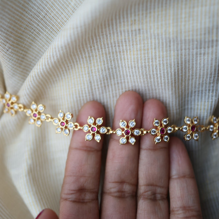 Heritage gold plated ruby white stone waistchain HW10042