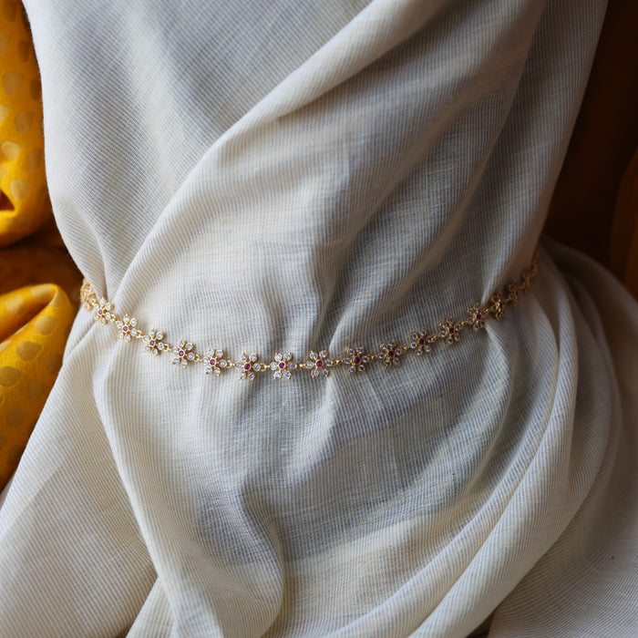 Heritage gold plated ruby white stone waistchain HW10042