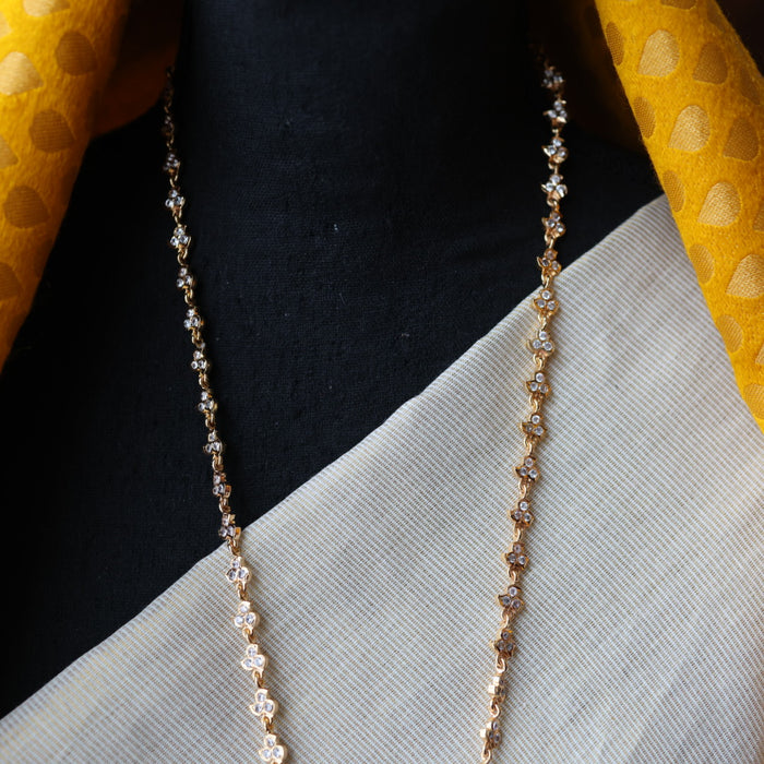 Heritage gold plated white stone long padakam necklace HP1466