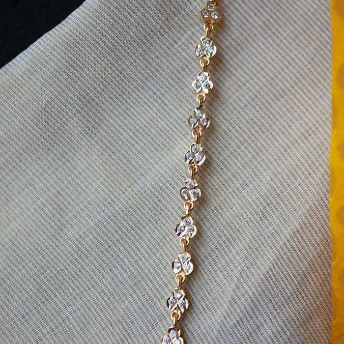 Heritage gold plated white stone long padakam necklace HP1116