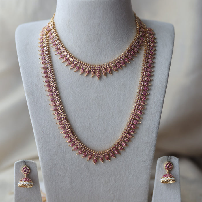 Heritage gold plated long and short necklace with earrings HPS1485