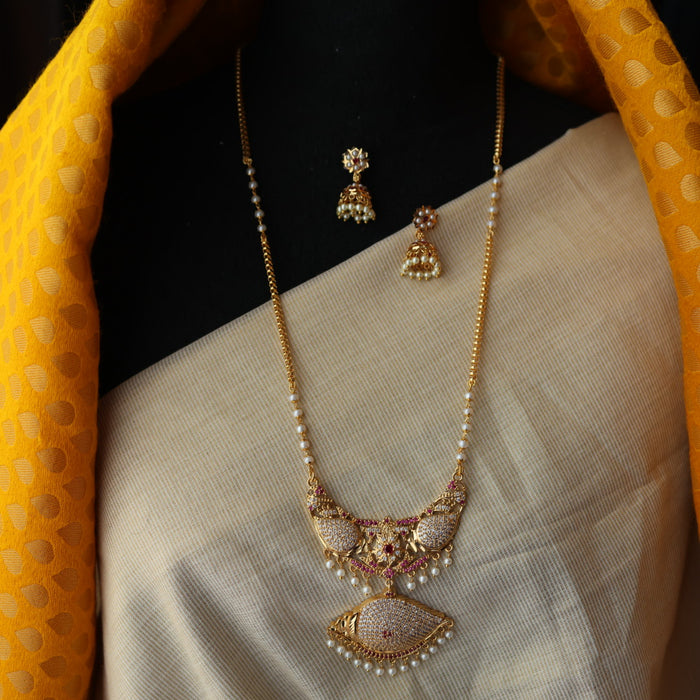 Heritage gold plated gold padakam necklace with earrings HP302