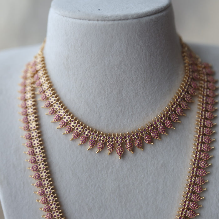 Heritage gold plated long and short necklace with earrings HPS1485