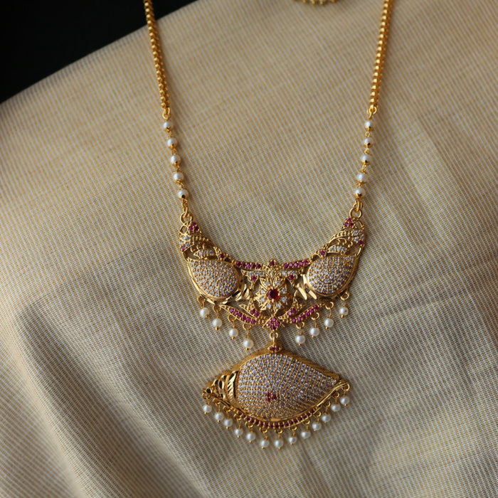 Heritage gold plated gold padakam necklace with earrings HP302