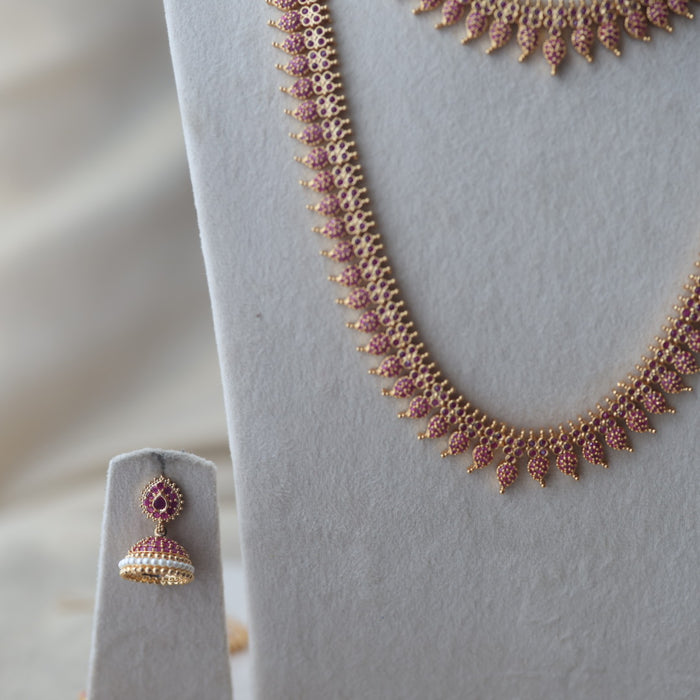 Heritage gold plated long and short necklace with earrings HPS1485