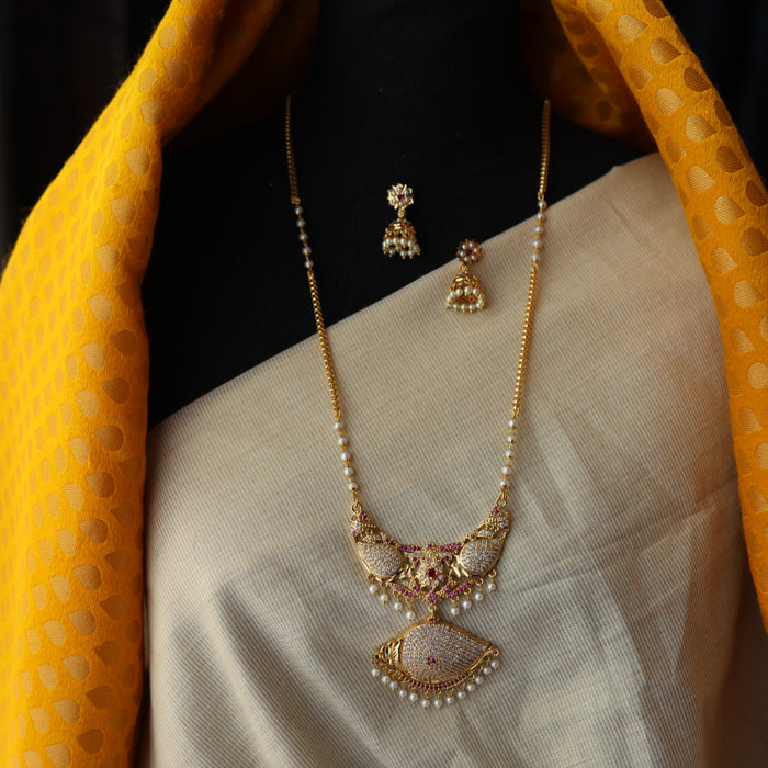 Heritage gold plated gold padakam necklace with earrings HP302