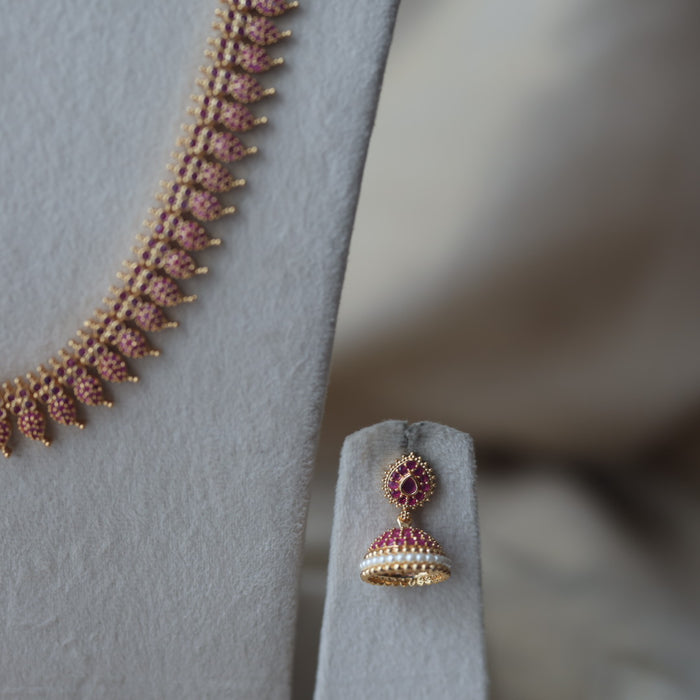 Heritage gold plated long and short necklace with earrings HPS1485